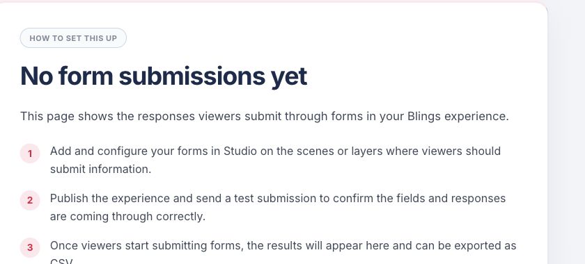 Form Data setup guidance before submissions are available